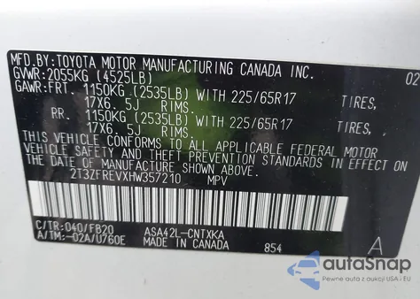 2017 Toyota Rav4 Le from USA, damaged, VIN 2T3ZFREVXHW357210